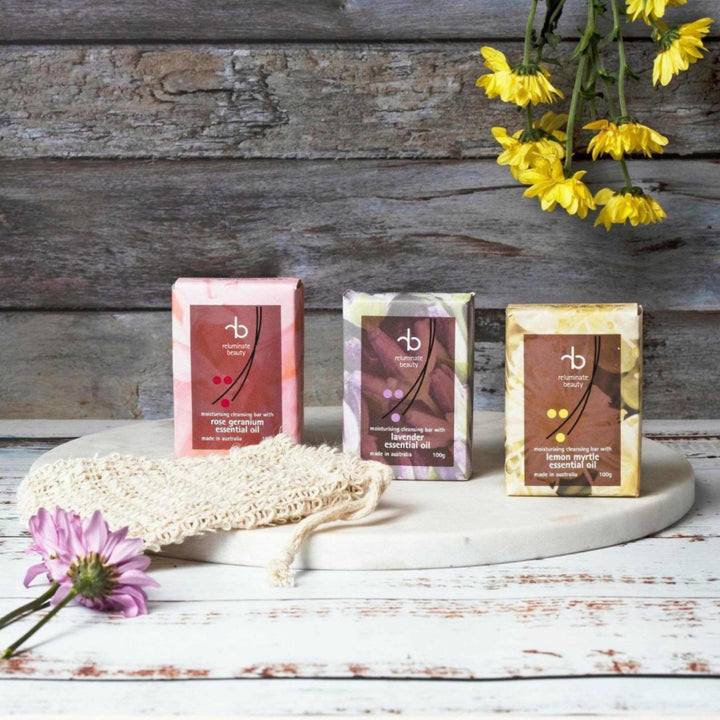 rawbeauty naturally Cleansing Bars Moisturising Cleansing Bar Trio Pack With FREE Soap Bag