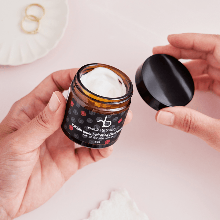 Kakadu Plum Hydrating Facial Cream Open And in hands