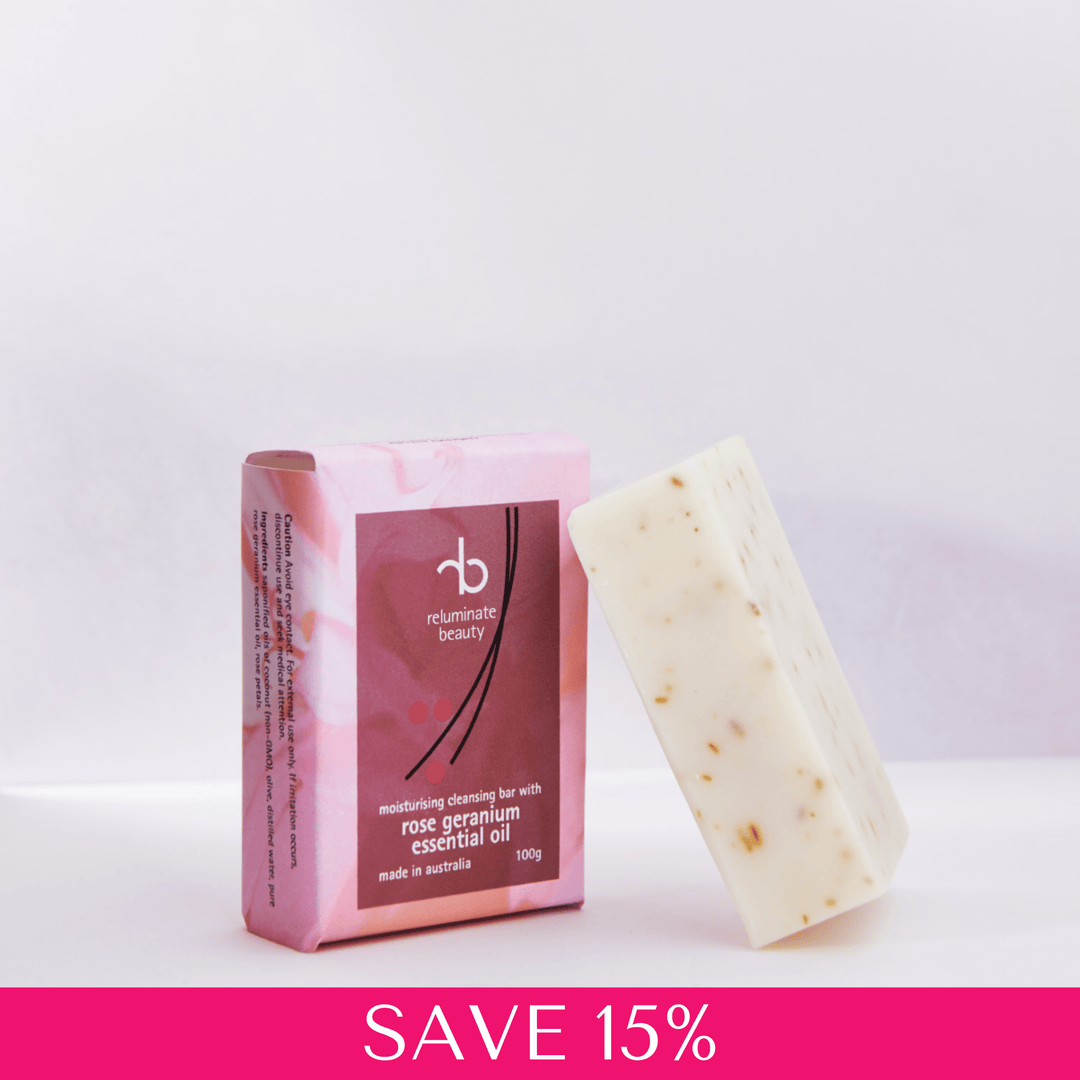 Rose Geranium Cleansing Bar With Gentle Rose Petals Single for mature skin