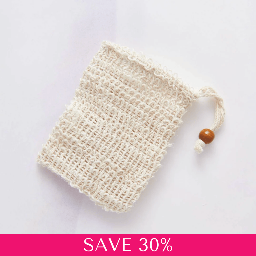 Exfoliating Soap Saver Bag With Decorative Wooden Bead Single for mature skin