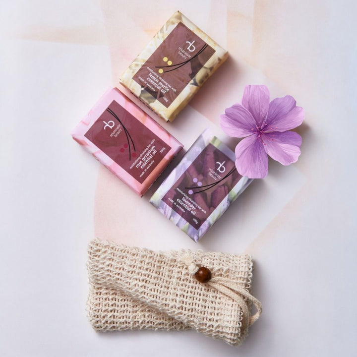 Moisturising Cleansing Bar Trio Pack With Soap Bag Bundle for mature skin