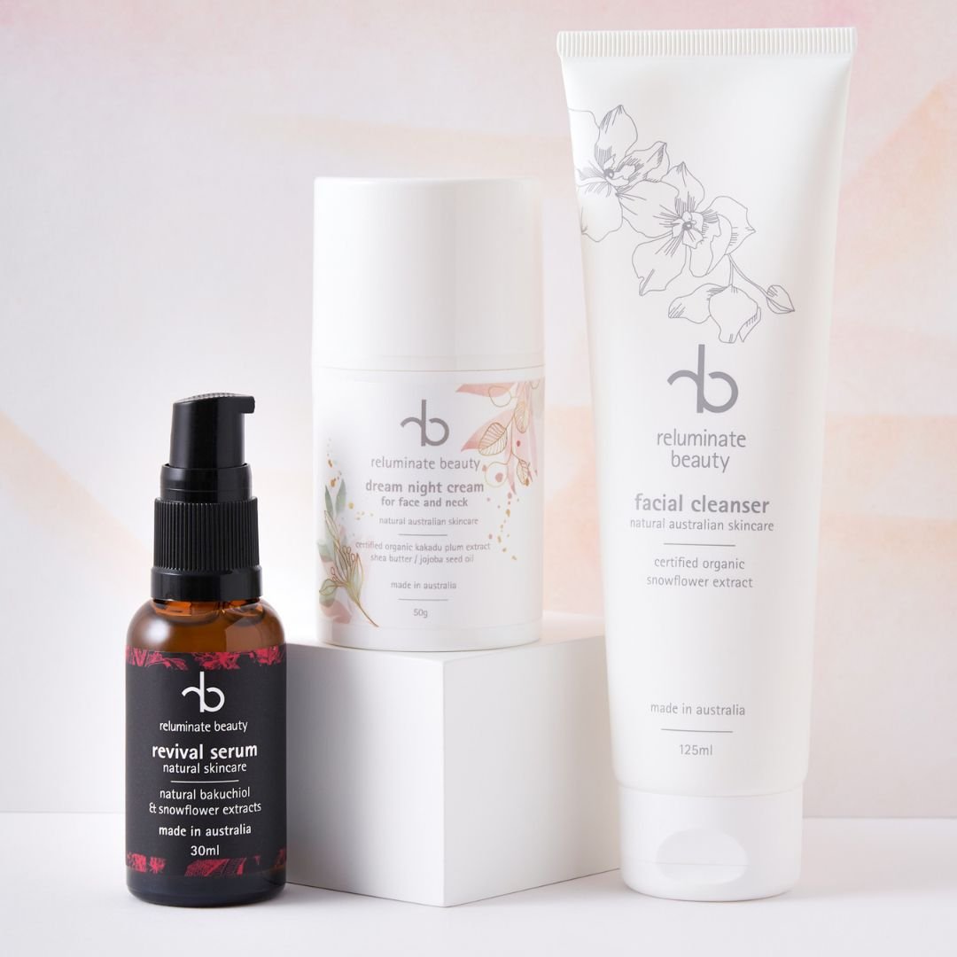 Evening Glow Skincare Trio - Cleanse, Restore, Nourish Bundle for mature skin