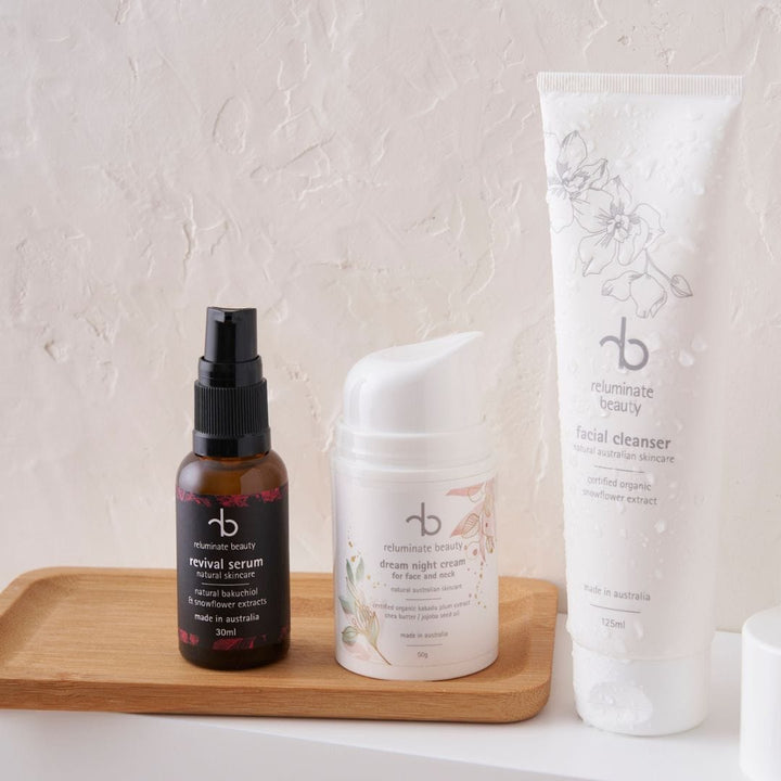 reluminate beauty Bundle Evening Glow Skincare Trio - Cleanse, Restore, Nourish