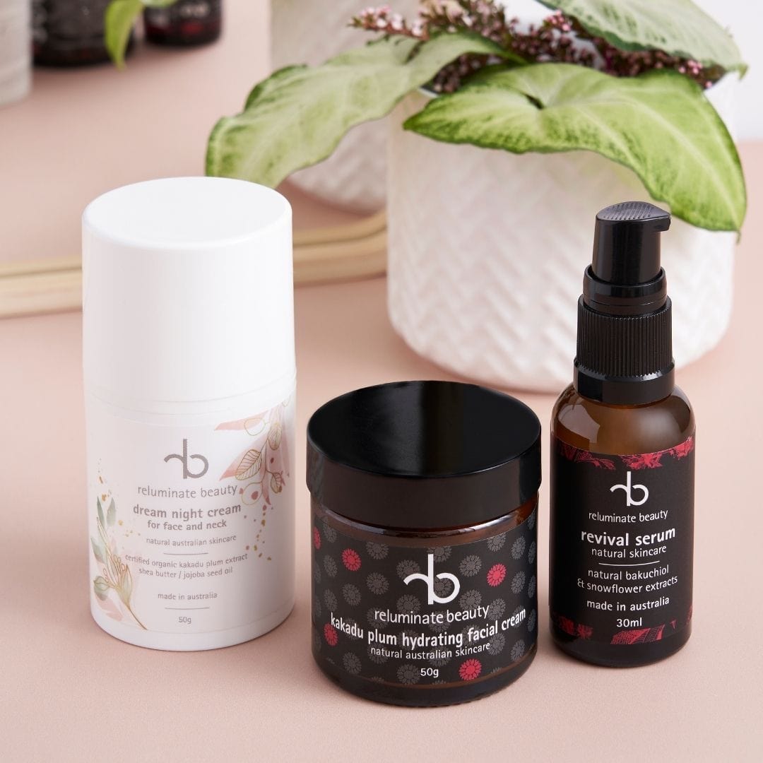 reluminate beauty Bundle Glow, Renew & Radiate Trio -Nourishing Night Skincare Set