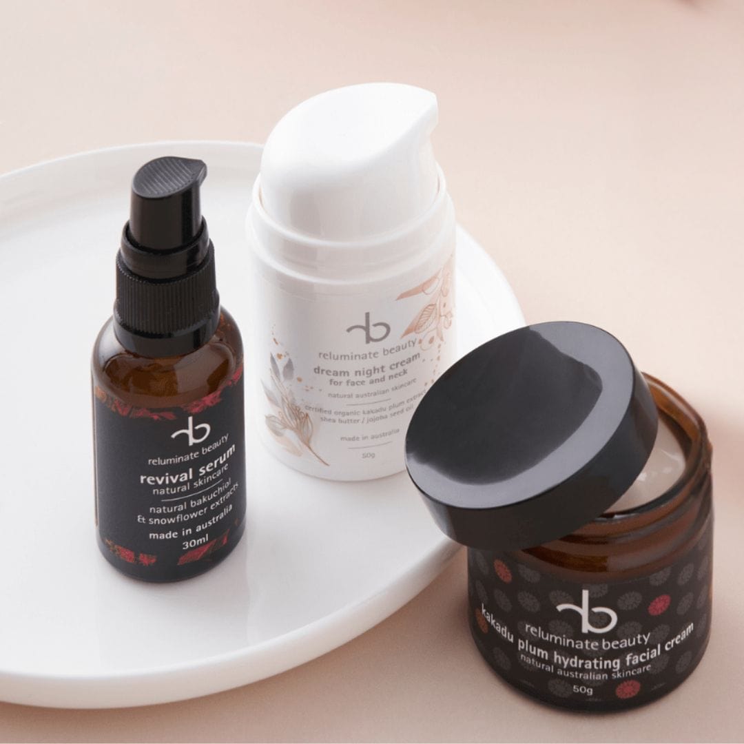 reluminate beauty Bundle Glow, Renew & Radiate Trio -Nourishing Night Skincare Set
