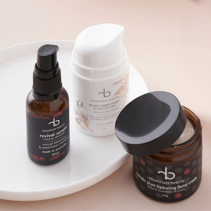 reluminate beauty Bundle Glow, Renew & Radiate Trio -Nourishing Night Skincare Set