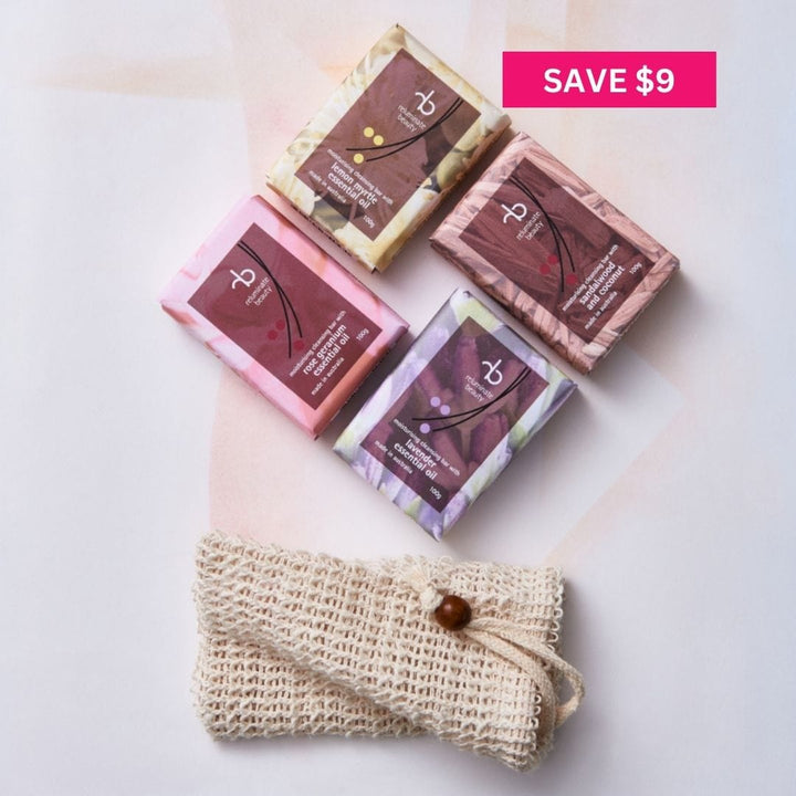 reluminate beauty Bundle Natural Soap Gift Pack -4 Moisturising Soaps + Soap Bag
