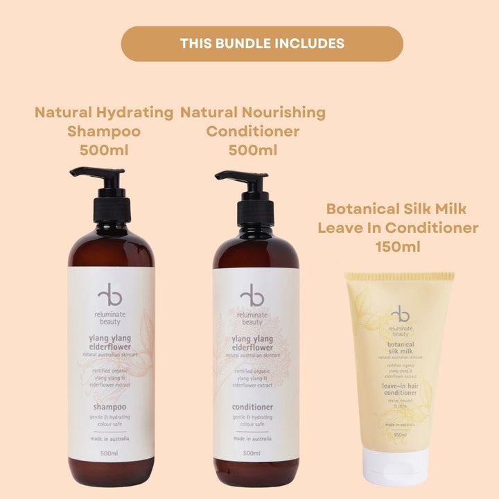 reluminate beauty Bundle Silk & Shine Haircare Trio - Hydrate, Nourish & Protect