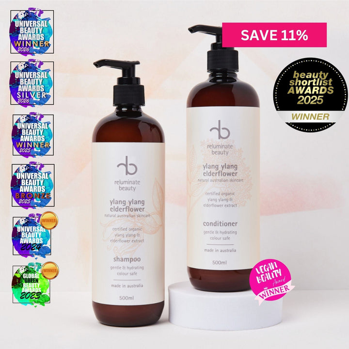 reluminate beauty Duo Natural Hydrating Shampoo & Conditioner for Mature Hair. Award-Winning