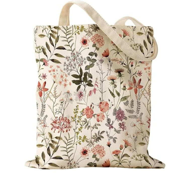 reluminate beauty Floral Cotton Canvas Tote – Foldable, Washable, Reusable Bag