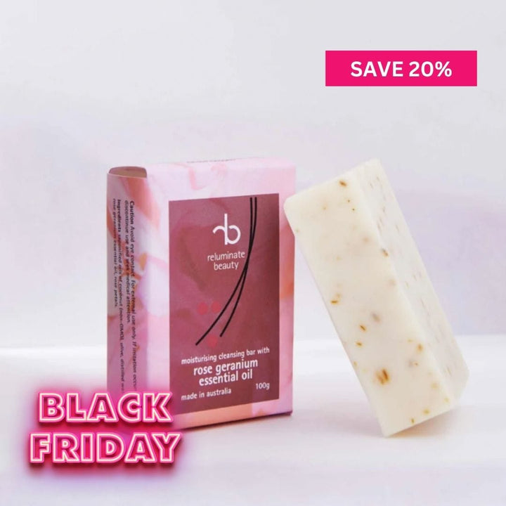 reluminate beauty Single Rose Geranium Cleansing Bar With Gentle Rose Petals