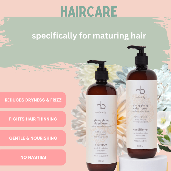 rawbeauty skincare Gentle & Hydrating Natural Hair Shampoo  & Conditioner Duo For Maturing Hair